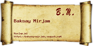 Baksay Mirjam névjegykártya
